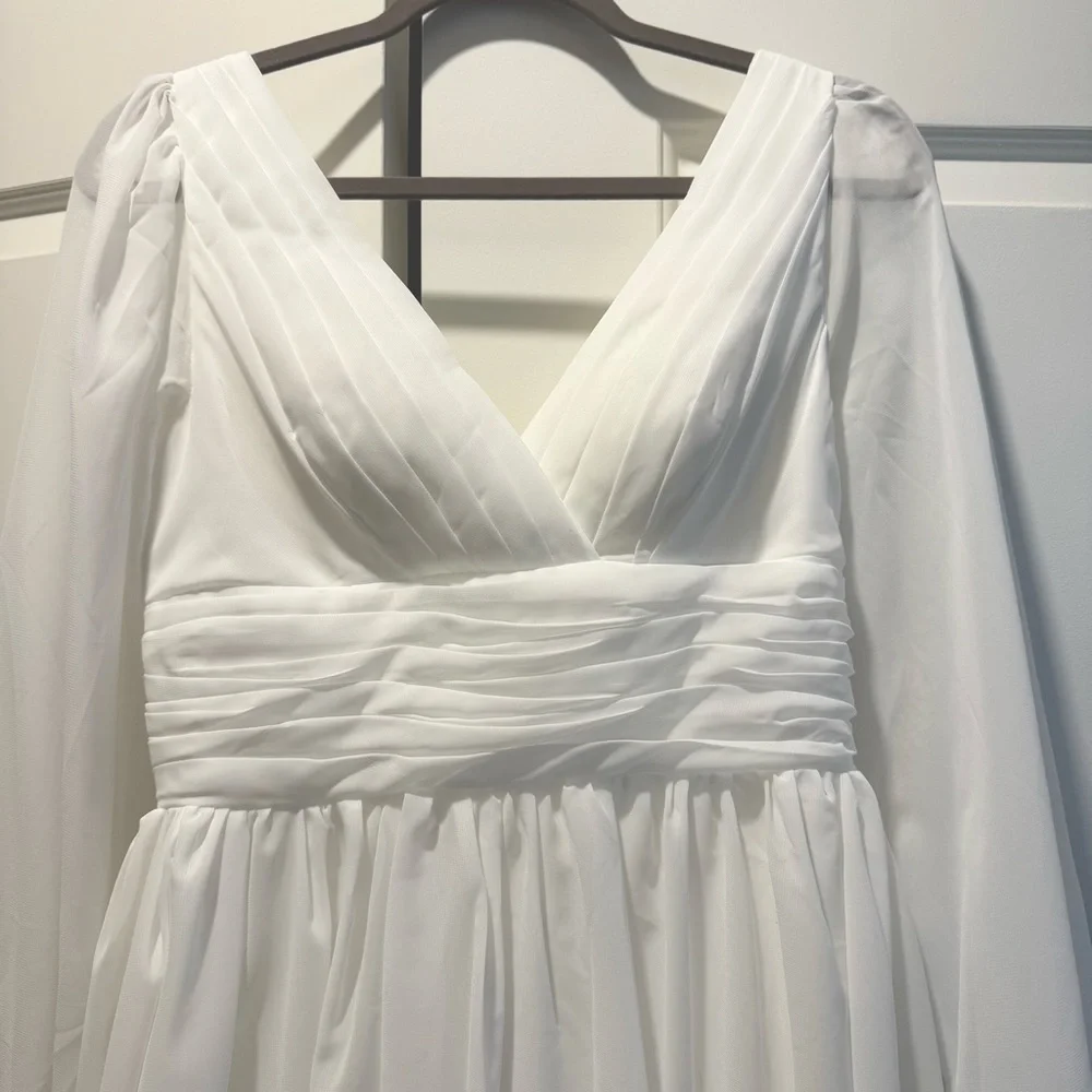 NWOT Boho White Long Sleeve Dress - Picture 3 of 5